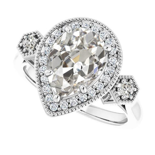 Runder & Birnen Alter Minenschliff Echt Diamantring 5 Krappen Set 5,50 Karat