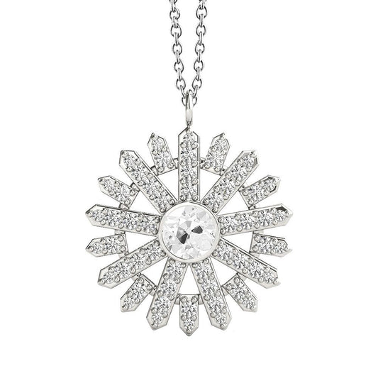 Runder Echt Diamant Anhänger Sunburst Style alter Bergmann Lünette Set 3,50 Karat - harrychadent.ch