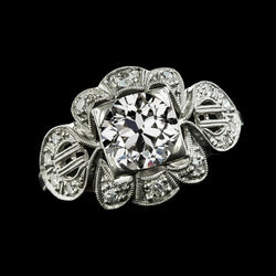 Runder Echt Diamant Im Antiken Stil Im Alten Minenschliff Ring Milgrain 3 Karat