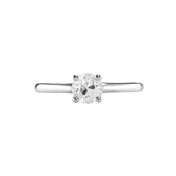 Runder Echt Diamant Old Cut Ring 0,75 Karat Solitär Kleiner Tafelgold 14K