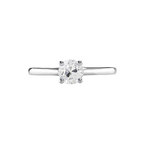 Runder Echt Diamant Old Cut Ring 0,75 Karat Solitär Kleiner Tafelgold 14K - harrychadent.ch