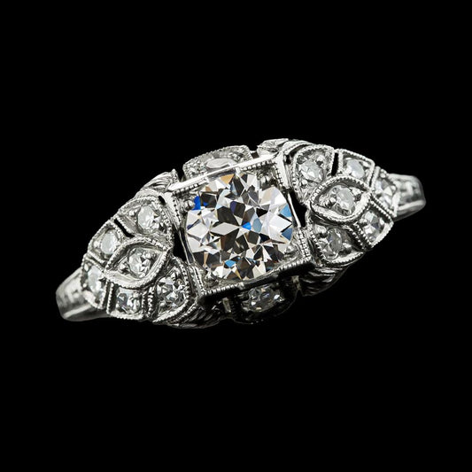 Runder Echt Diamantring Im Antiken Stil Alter Europäischer Schmuck 3,25 Karat