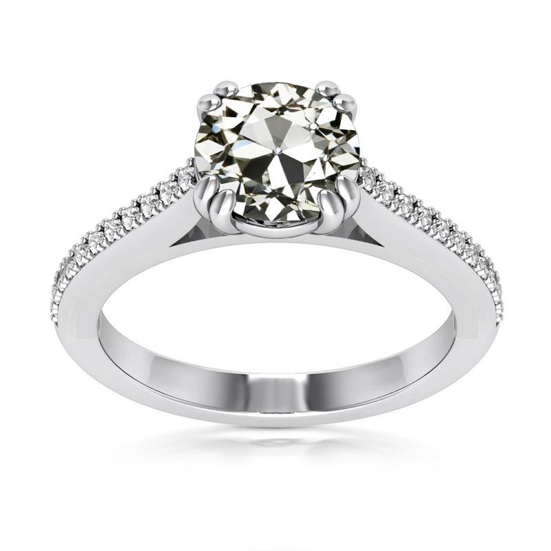 Runder Echt Diament Ring im Alten Minenschliff Mit Akzenten 5,50 Karat