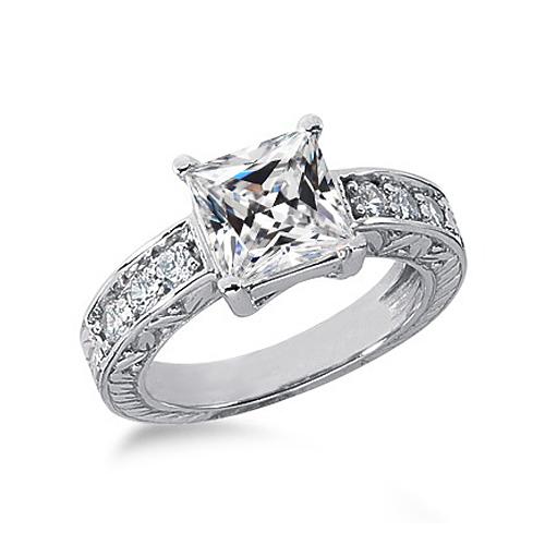 Runder & Eckiger Alter Miner Echt Diamantring im Vintage-Stil 2.75 Karat