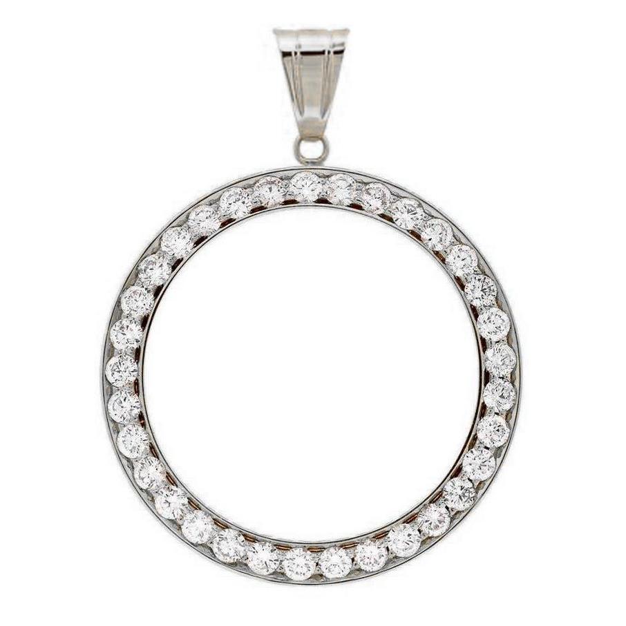 Runder Halber Dollar Naturliche Diamant Lünette Anhänger Gold 3 Kt (Münze nicht enthalten)- harrychadent.ch
