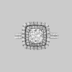 Runder Halo-Kissen Old Mine Cut Natürliche Diamant-Verlobungsring 4,50 Karat