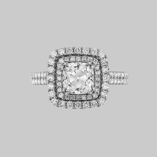 Runder Halo-Kissen Old Mine Cut Natürliche Diamant-Verlobungsring 4,50 Karat