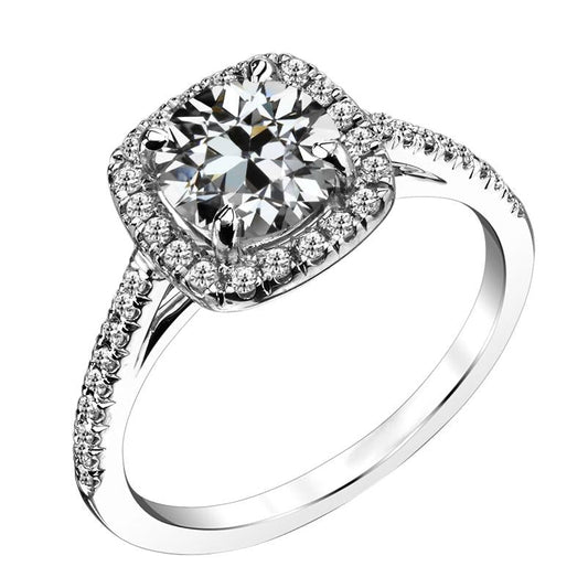 Runder Halo-Ring Aus Echt Diamant Im Alten Minenschliff Mit Akzenten 5 Karat