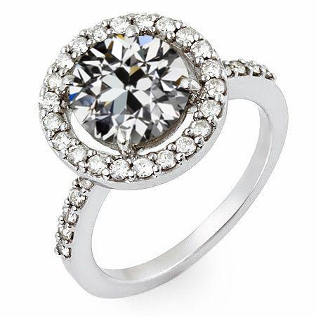 Runder Halo-Verlobungsring Mit Echt Diamanten Im Alten Minenschliff 4,50 Karat