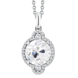 Runder Halo Naturlich Diamant-Anhänger Im Alten Minenschliff 5 Karat Weißgold 14K