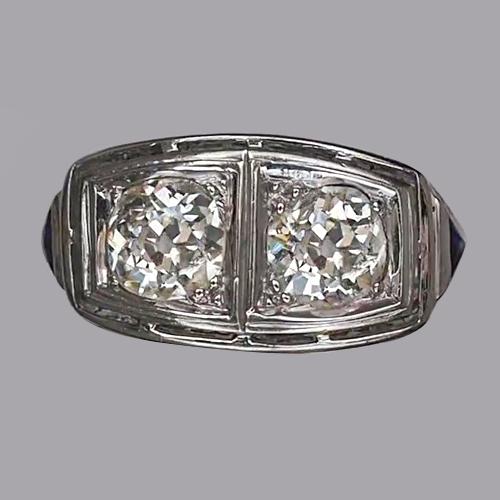 Runder Halo Natürlich Diamantring im alten Minenschliff für Damen 2 Karat Gold 14K - harrychadent.ch