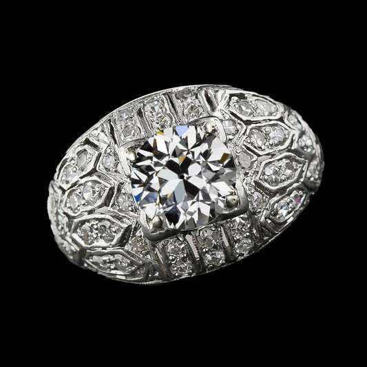Runder Halo Ring Alter Bergmann Natürliche Diamanten 3,75 Karat Goldschmuck
