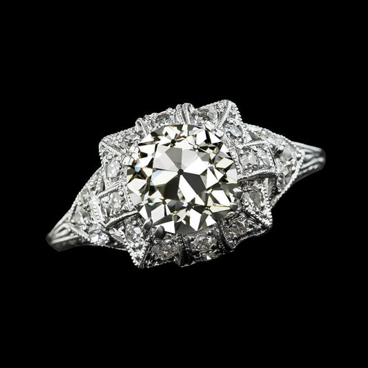 Runder Halo Ring Antiker Stil Alter Bergmann Natürliche Diamanten Schmuck 3,75 Karat