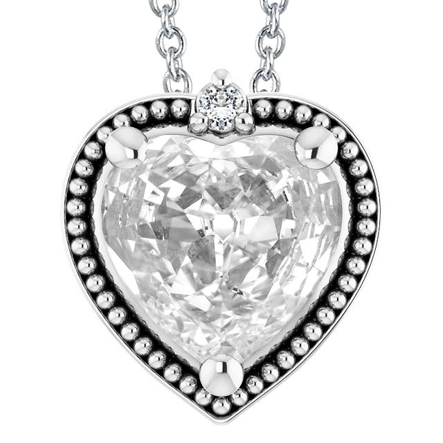 Runder & Herz Alter Minenschliff Echt Diamant Anhänger 5,50 Karat Weißgold 14K