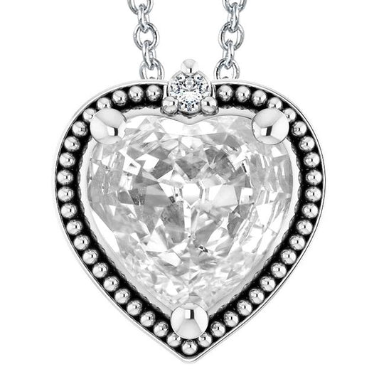Runder & Herz Alter Minenschliff Echt Diamant Anhänger 5,50 Karat Weißgold 14K
