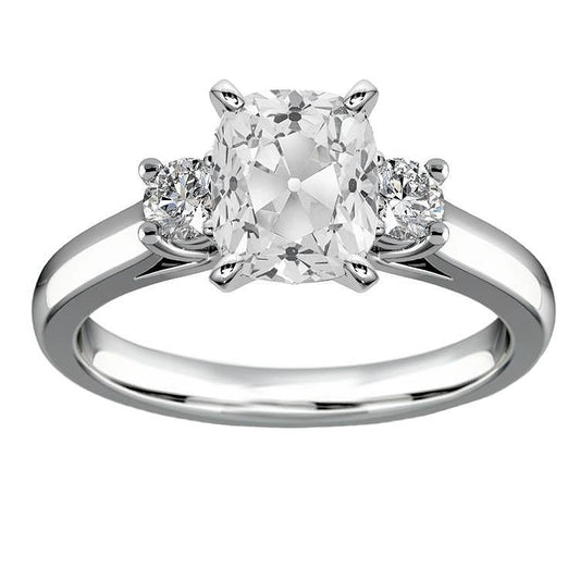 Runder & Kissen Natürliche Diamant Alter Bergmann Dreisteinring 5,75 Karat