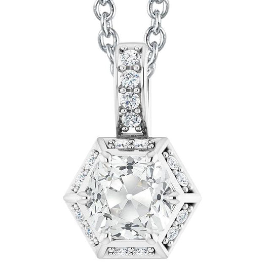 Runder & Kissen Old Cut Halo Echt Diamant Anhänger Weißgold 7,50 Karat - harrychadent.ch