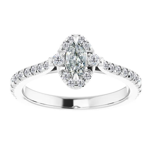 Runder & Marquise Old Mine Cut Natürliche Diamantring Mit Akzenten 4 Karat
