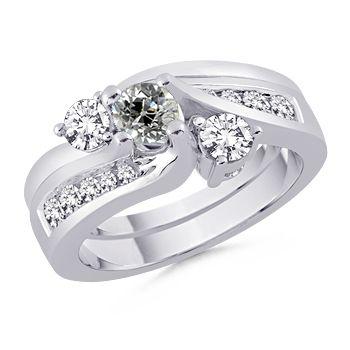 Runder Natürlich Diamanten Hochzeitsring mit altem Minenschliff, 3er-Stein-Stil, 3,25 Karat - harrychadent.ch