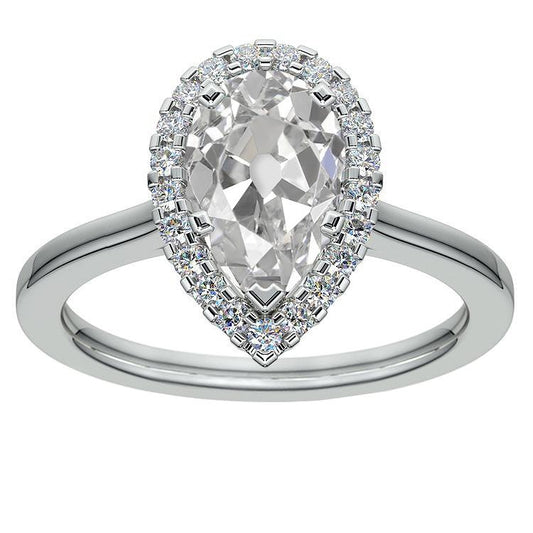 Runder Natürliche Diamant Halo Ring Birne Old Mine Cut 5,25 Karat Goldschmuck