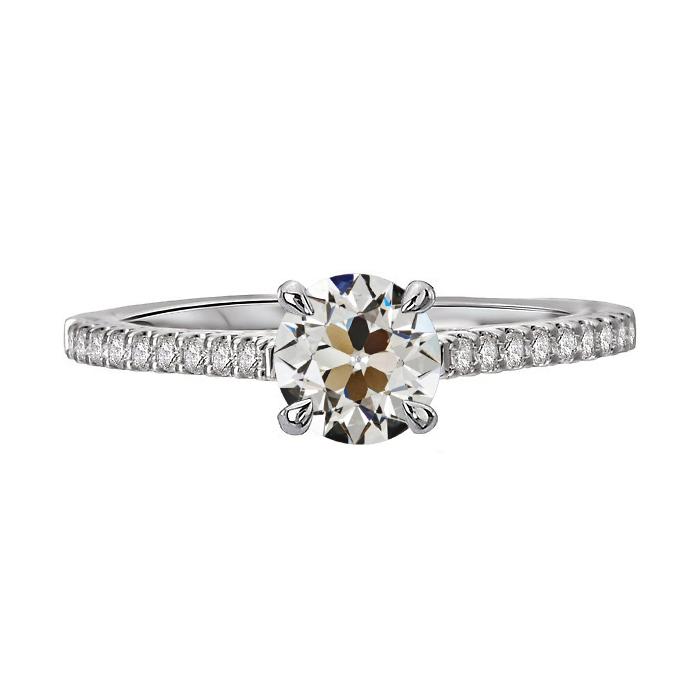 Runder Natürlich Diamant-Solitärring Im Alten Minenschliff Mit Akzenten 3,50 Karat