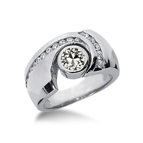 Runder Naturlich Diamant Old Mine Cut Fancy Ring Lünette Set Breitband 2,25 Karat - harrychadent.ch