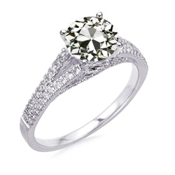 Runder Naturliche Diamant Jubiläumsring Mit Altem Minenschliff Weißgold 4,50 Karat