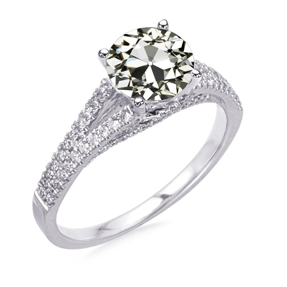 Runder Naturliche Diamant Jubiläumsring Mit Altem Minenschliff Weißgold 4,50 Karat