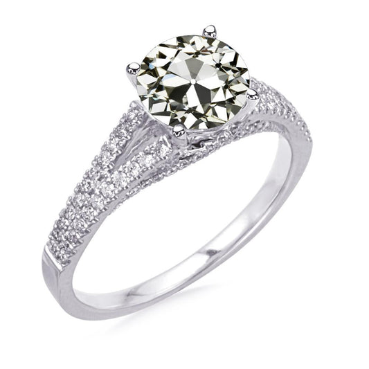 Runder Naturliche Diamant Jubiläumsring Mit Altem Minenschliff Weißgold 4,50 Karat