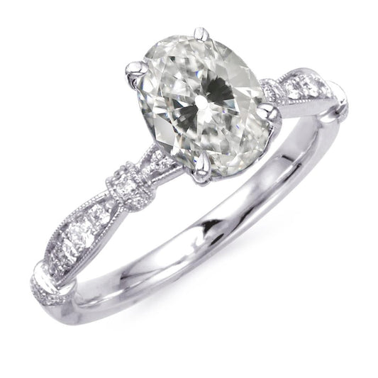 Runder Naturliche Diamant & Ovaler Jubiläumsring Im Alten Minenschliff Gold 7 Karat