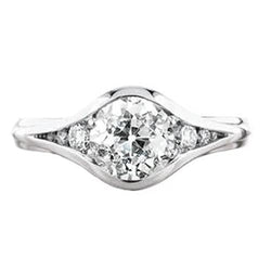 Runder Natürliche Diamant Ring Im Alten Minenschliff Für Damen Mit Geteiltem Schaft 1,25 Karat