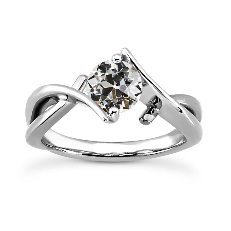 Runder Old Cut Echt Diamant Solitaire Ring Twisted Shank 1.50 Karat - harrychadent.ch