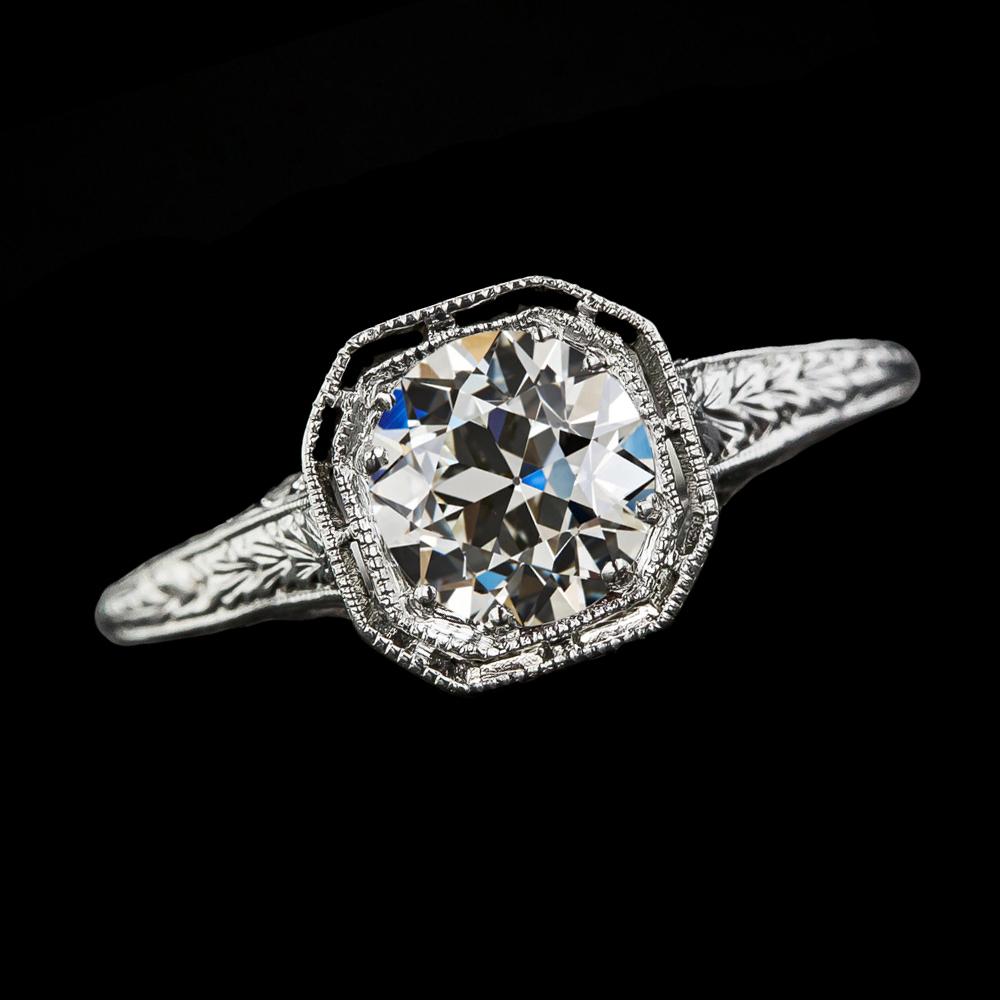 Runder Old Mine Cut Natürliche Diamant Solitaire Ring Vintage-Stil 2.50 Karat