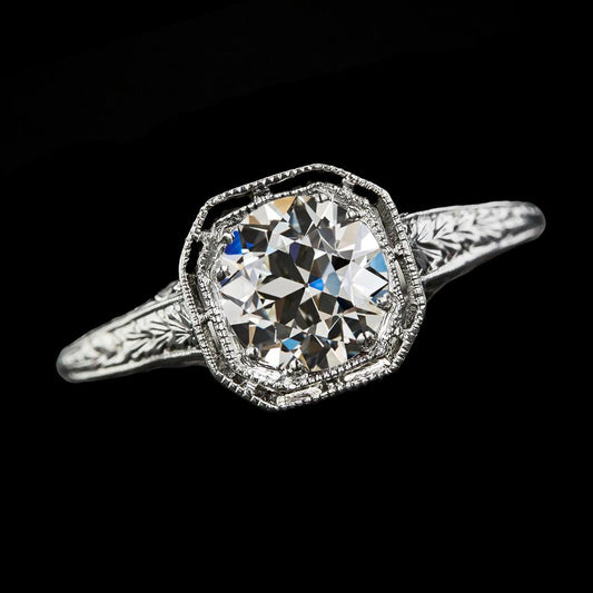 Runder Old Mine Cut Natürliche Diamant Solitaire Ring Vintage-Stil 2.50 Karat