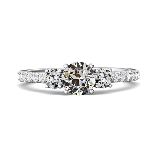 Runder Old Mine Echt Diamantring 3 Steinart Schmuck 14K Gold 4 Karat - harrychadent.ch