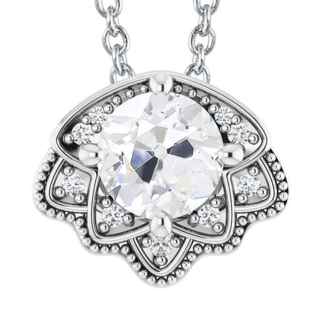 Runder Old Mine Naturlich Diamant Anhänger 5,50 Karat Mit Kette Weißgold 14K - harrychadent.ch