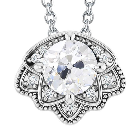 Runder Old Mine Naturlich Diamant Anhänger 5,50 Karat Mit Kette Weißgold 14K - harrychadent.ch