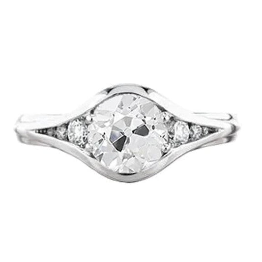 Runder Old Miner Echt Diamond Ring 1,25 Karat Großes Kotelett
