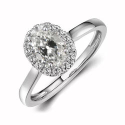 Runder & Ovaler Alter Bergmann Echt Diamant Halo Ring 14K Weißgold 3,50 Karat