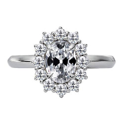 Runder & Ovaler Alter Bergmann Echt Diamant Halo Ring Blumenstil 6.50 Karat