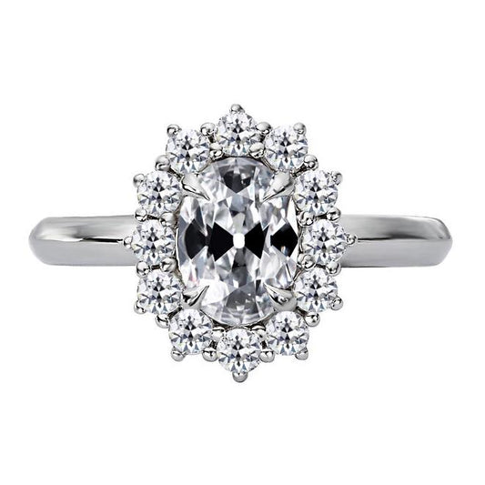 Runder & Ovaler Alter Bergmann Echt Diamant Halo Ring Blumenstil 6.50 Karat - harrychadent.ch