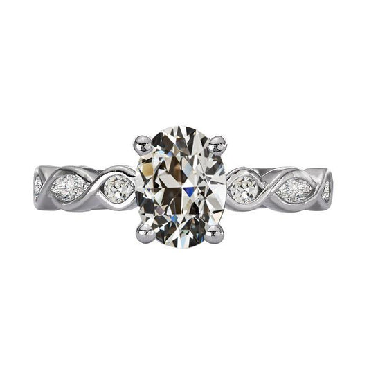 Runder & Ovaler Alter Bergmann Echt Diamantring Krappen Infinity Style 7 Karat