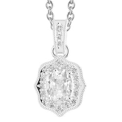 Runder & Ovaler Alter Bergmann Halo Echt Diamant Anhänger 4,50 Karat Weißgold 14K