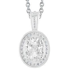 Runder & Ovaler Alter Bergmann Halo Echt Diamant Anhänger 6 Karat Gold 14K