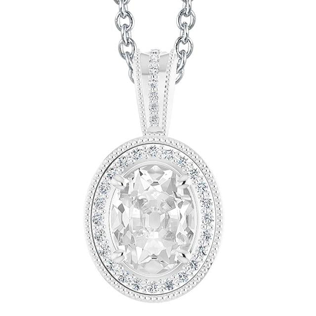 Runder & Ovaler Alter Bergmann Halo Echt Diamant Anhänger 6 Karat Gold 14K