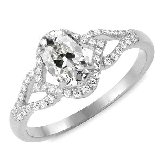 Runder & Ovaler Alter Minenschliff Echt Diamant Fancy Ring Split Shank 7 Karat