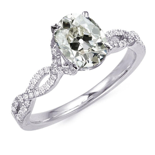 Runder & Ovaler Altschliff-Echt Diamant-Verlobungsring Infinity-Stil 8 Karat