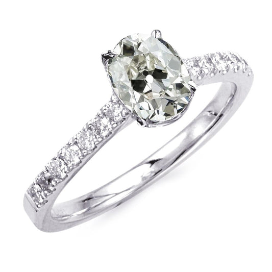 Runder & Ovaler Altschliff-Echt Diamantring Mit Akzenten Gold 6 Karat