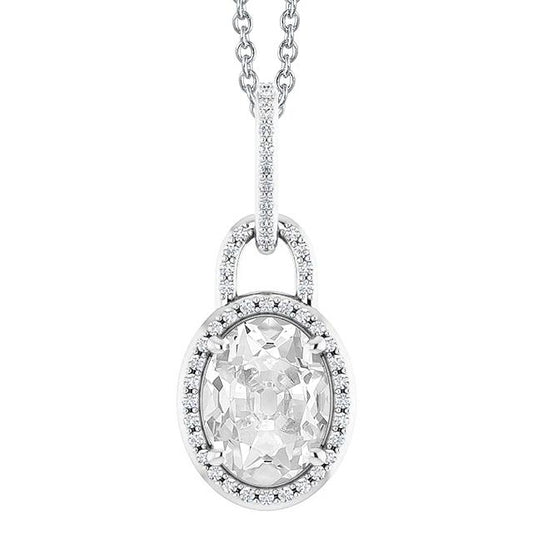 Runder & Ovaler Altschliff-Halo-Echt Diamant-Anhänger Mit Kette 4,50 Karat