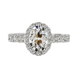 Runder & Ovaler Altschliff-Natürliche Diamant-Halo-Ring 6 Karat
